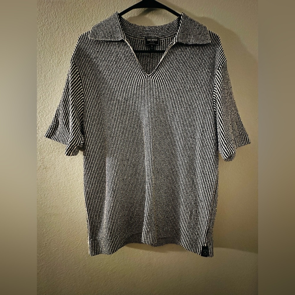 Stripe Boucle Montauk Polo in Navy